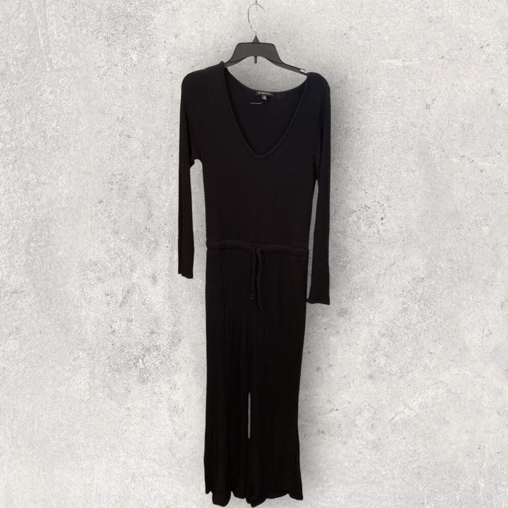 Beyond Yoga Ribbed Jumpsuit Black V-Neck Lounge Athleisure Minimalist Size M - Picture 2 of 11